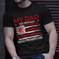Firefighter Retro My Dad Has Your Back Proud Firefighter Son Us Flag V2 Unisex T-Shirt Gifts for Him