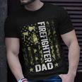 Firefighter Usa Flag Camouflage Firefighter Dad Patriotic Fathers Day_ Unisex T-Shirt Gifts for Him