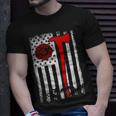 Firefighter Wildland Firefighter Axe American Flag Thin Red Line Fir Unisex T-Shirt Gifts for Him