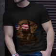 Funny Chocolate Lab American Flag Dog 4Th Of July Unisex T-Shirt Gifts for Him