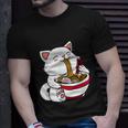 Kawaii Cat Eating Ramen Noodles Japanese Food Anime T-Shirt Gifts for Him