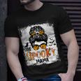 One Spooky Mama For Halloween Messy Bun Mom Monster Bleached V5 Unisex T-Shirt Gifts for Him