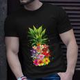 Pineapple Flowers Aloha Hawaii Vintage Hawaiian Floral Women Unisex T-Shirt Gifts for Him