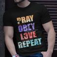 Pray Obey Love Repeat Christian Bible Quote Unisex T-Shirt Gifts for Him