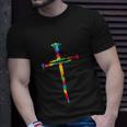 Rainbow Funny Christian Jesus Nail Cross Tie Dye Bible Unisex T-Shirt Gifts for Him