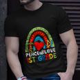 Rainbow Peace Love 1St Grade Back To School Boho Unisex T-Shirt Gifts for Him