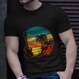 Retro Vintage Guitar Sunset Sunrise Island Unisex T-Shirt Gifts for Him
