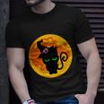 Scary Black Cat Costume Witch Hat Amp Moon Graphics Halloween Quote Men Women T-shirt Graphic Print Casual Unisex Tee Gifts for Him