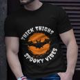Thick Thighs Spooky Vibes Bat Halloween Quote Unisex T-Shirt Gifts for Him