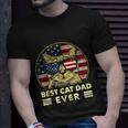 Vintage Best Cat Dad Ever American Flag Us Funny Fathers Day Unisex T-Shirt Gifts for Him