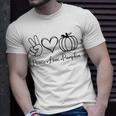 Peace Love Pumpkin Fall Lovers Men Women T-shirt Graphic Print Casual Unisex Tee
