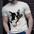 Funny Boston Terrier Dog Playing Banjo Unisex T-Shirt Gifts for Him