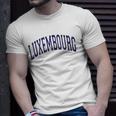 Luxembourg Varsity Style Navy Blue Text Unisex T-Shirt Gifts for Him