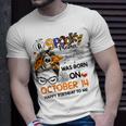 Spooky Mama Born On October 14Th Birthday Bun Hair Halloween Unisex T-Shirt Gifts for Him