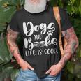 Book Lovers Reading Lovers Dogs Books And Dogs T-shirt Gifts for Old Men