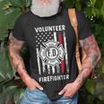 Firefighter Red Line Flag Fireman Wife Mom Volunteer Firefighter Unisex T-Shirt Gifts for Old Men