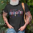Firefighter Retro American Flag Firefighter Jobs 4Th Of July Fathers Day Unisex T-Shirt Gifts for Old Men