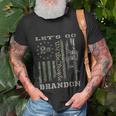 Lets Go Brandon Gun American Flag Patriots Lets Go Brandon T-shirt Gifts for Old Men