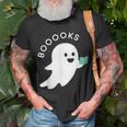 Halloween Booooks Ghost Reading Boo Read Books Library T-shirt Gifts for Old Men