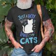 Kids Cat Just A Boy Who Loves Cats Gift For Cat Lovers Unisex T-Shirt Gifts for Old Men