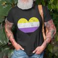 Noncute binary Heart Flag Pride Identity Lgbt Noncute binary Graphic Fun T-shirt Gifts for Old Men