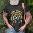 Rainbow Lucky To Be A Teacher Back To School T-shirt Gifts for Old Men
