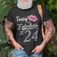 Sassy And Fabulous At 24 24Th Pink Crown Lips Women Birthday Unisex T-Shirt Gifts for Old Men