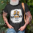 Women Spooky Mama Halloween Skull Messy Bun Witch Mom Unisex T-Shirt Gifts for Old Men