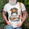 One Thankful Grandma Messy Bun Funny Fall Autumn  Unisex T-Shirt