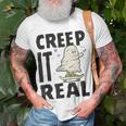 Creep It Real Ghost Skateboarding Halloween Fall Season T-shirt Gifts for Old Men