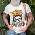Halloween Spooky Cashier Messy Bun Glasses Spooky Unisex T-Shirt Gifts for Old Men