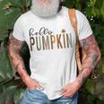 Leopard Pumpkin Hello Pumpkin Graphic Fall Halloween Costume Unisex T-Shirt Gifts for Old Men