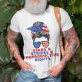 Messy Bun Us Flag Stars Stripes Reproductive Rights T-shirt Gifts for Old Men