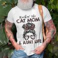 Rockin The Cat Mom & Aunt Life Messy Bun Hair Glasses Paws T-shirt Gifts for Old Men