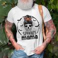 Spooky Mama Funny Halloween Mom Messy Bun Spooky Vibes Unisex T-Shirt Gifts for Old Men