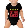 Dont Scare Me I Poop Easily Halloween Quote Baby Onesie