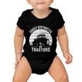 Easily Distracted By Tractors Farmer Tractor Funny Farming Tshirt Baby Onesie