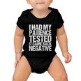 I Had My Patience Tested It Came Back Negative Funny Quotes Tshirt Baby Onesie