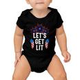 Lets Get Lit 4Th Of July With Fireworks Gift Baby Onesie