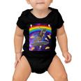 Taco Kitty Riding T-Rex Rainbow Space Cat Baby Onesie