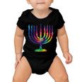 Tie Dye Menorah Hanukkah Chanukah Baby Onesie