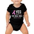 Yes Theyre Fake Funny Breast Cancer Tshirt Baby Onesie