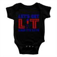 4Th Of July Lets Get Lit Fire Work Proud American Baby Onesie