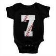 Baseball Softball Lover Seven Years Bday 7Th Birthday Boy Baby Onesie