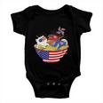 Cats Ramen Anime American Flag Funny 4Th Of July Cat Lovers Baby Onesie