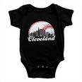 Cleveland Baseball Skyline Retro Tshirt Baby Onesie