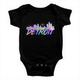 Detroit Skyline Paint Baby Onesie