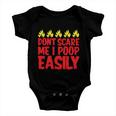 Dont Scare Me I Poop Easily Halloween Quote Baby Onesie