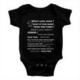 Funny Meme Tony And Ezekiel Hey Whats Your Name Baby Onesie