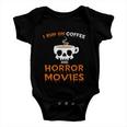 I Run On Coffee Horror Movies Halloween Quote Baby Onesie